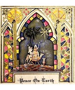 Christmas Peace On Earth Victorian Card Embossed Gold Morning Star PCBG11E - $27.34 CAD