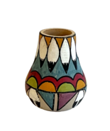 Vintage Native American Miniature Pottery Vessel Multicolored Design - £14.66 GBP