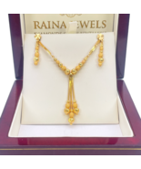 22ct Yellow Gold Diamond Cut &amp; Glitter Beaded Tassel Necklace Drop Earri... - $2,150.17