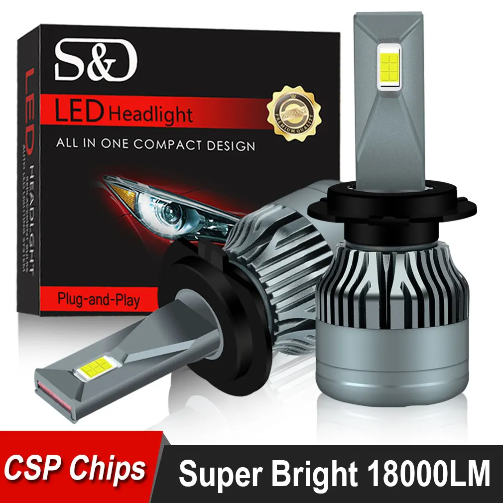 2Pcs Car Lights H4 LED H7 18000LM H1 H8 H11 LED Atuo Lamp for Car Headlight Bulb - £155.18 GBP