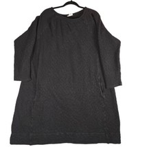 Pure Jill J Dress Size XL Black Crinkle Texture Cotton Knit Kangaroo Pocket - $16.61
