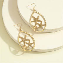 18K Gold-Plated Shell Starfish Drop Earrings - £10.54 GBP