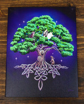 Tree Of Life Celtic Knotwork In Starry Night Wood Framed Canvas Wall Decor - £14.93 GBP