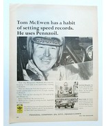 Vintage Pennzoil Motor Oil Ad &quot;Tom McEwen Has Habit of Setting Speed Rec... - $7.00