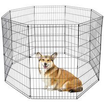 42 Inch 8 Panels Dog Playpen Crate Fence Pet Play Pen Exercise Puppy Kennel Cage - £63.14 GBP