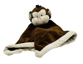 Tiddliwinks Monkey Lovey Plush Baby Security Blanket Brown Tan 13 x 13 Fleece - $16.82