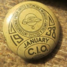 1938 January Uaw Pin Union United Automobile Workers Of America Button - £10.98 GBP