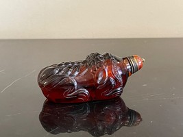 Vintage Chinese Peking Glass Heavy Foo Dog Shaped Snuff Bottle - £94.47 GBP