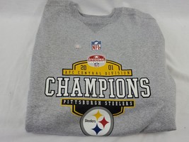 VINTAGE 2001 Reebok Pittsburgh Steelers AFC Central Champs Gray Sweatshi... - £39.46 GBP