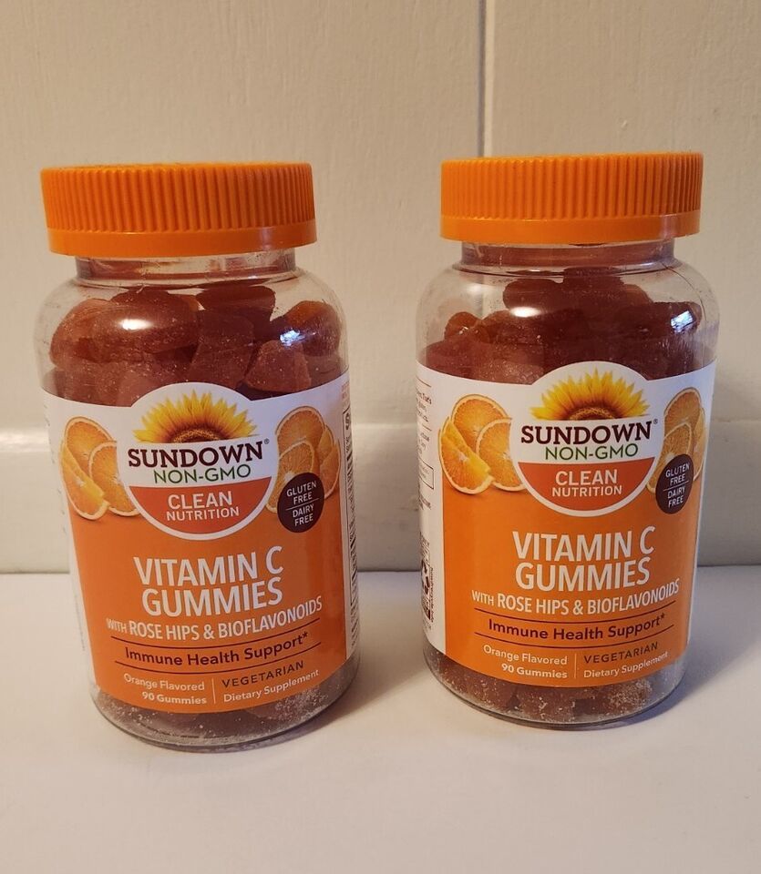 2 Sundown Vitamin C Gummies W/ Rosehips & Bioflavonoids Orange, 90 Ct Exp 3/2025 - $14.49