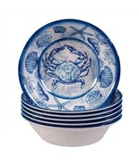 5-Piece Starfish Sea Shells Octopus Beach Dinner Bowl Set in Blue and White - $132.61 CAD