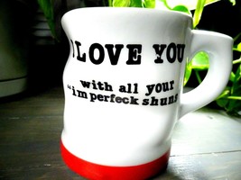 White I Love You Deformed Coffee Mug Hot Iced Tea Cocoa Cup 12 Oz  - $14.99