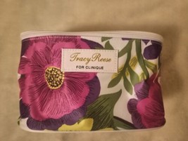 Tracy Reese For Clinique Travel Makeup Bag White with Pink, Purple, Green Floral - £7.18 GBP