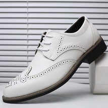 Misalwa Big Size 38-48 Summer / Spring Hollow Men&#39;s Brogue  Dress Shoes White Ca - $73.17