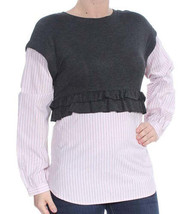 kensie Womens Layered Look Sweater, Small, Gray - £61.10 GBP