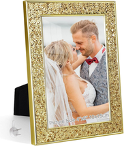 4X6 Picture Frame Glitter, Gold Bling 4 by 6 Photo Frames with HD Real Glass, fo - £19.94 GBP