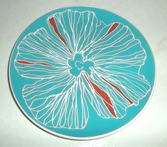 IKEA Lunch Salad Plate 8-1/4&quot; Turquoise Aqua Blue Red Flower Floral #151... - £11.82 GBP