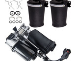 Pair Rear Air Suspension Bag &amp; 1 Compressor pump for Lincoln Town Car 3U... - $157.91