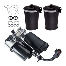 Pair Rear Air Suspension Bag &amp; 1 Compressor pump for Lincoln Town Car 3U2Z5580AA - £126.53 GBP