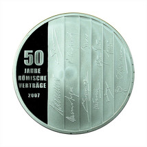 Germany Medal 50 Years Treaty of Rome 2007 36mm Silver Plated Signatures 02133 - £24.87 GBP