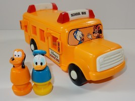 Illco Walt Disney School Bus w/ Donald &amp; Pluto Figures RARE - £10.14 GBP