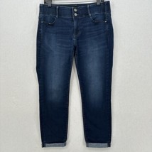 Apt 9 Jeans Womens 14 Petite Ankle Tummy Control Blue Stretch Cuffed Denim EUC - £29.86 GBP