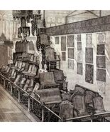 Perforated Veneer Seat 1876 Worlds Fair Centennial Victorian Engraving D... - €59,66 EUR