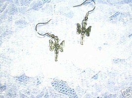 New Pretty Fairy / Pixie / Fae Jewelry Dangling Usa Pewter Charm Drop Earrings - £4.74 GBP