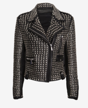 New Handmade Women&#39;s Black Fashion Studded Punk Style Leather Jacket - £251.62 GBP