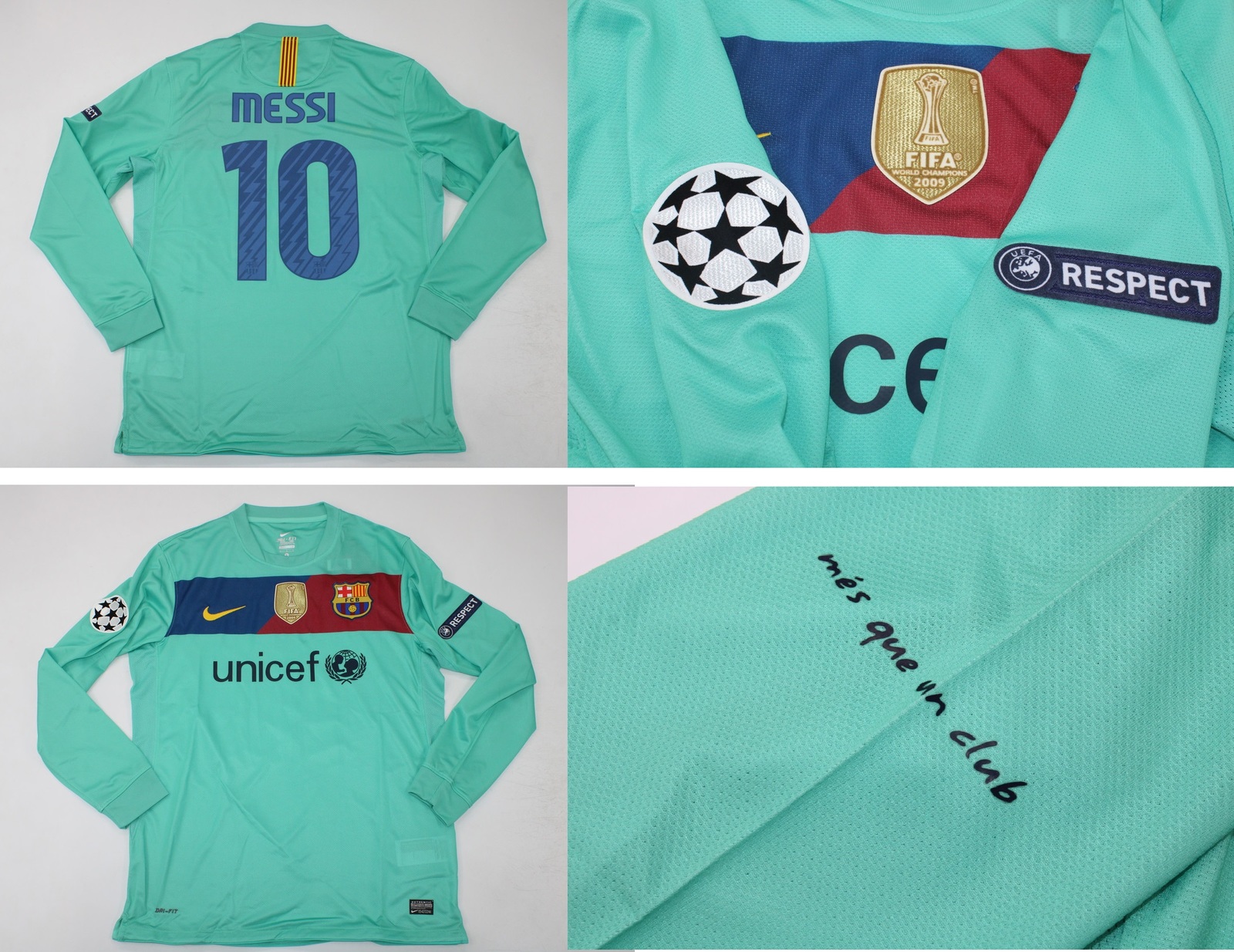Fc barcelona 2010 2011 jersey shirt messi green long sleeve playera chamarra UCL