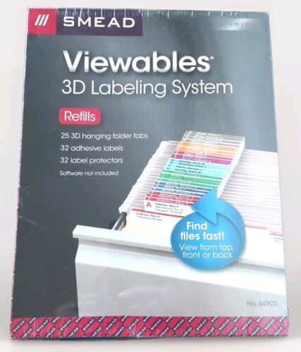 Smead Viewables 3D Labeling System 25 Hanging Tabs Labels 32 Adhesive La... - $13.86