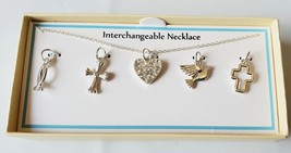 Bay Studio Interchangeable Necklace W 5 Pendants Cross Dove Heart Love Peace - £15.39 GBP