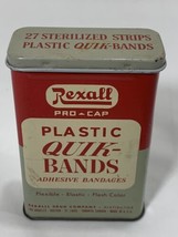 Vintage Medicine tin: Rexall Quick Bands, Bandages Empty Tin - Band Aids - $11.88