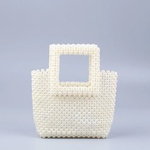 Summer Vacation Beaded Clutch Bag Solid Color Handmade Woven  Bag Girls Beach Tr - £76.47 GBP