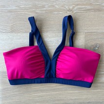 Boden Corsica V-neck Bikini Top Fuchsia Navy sz 14  - $32.99