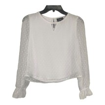 By &amp; By Girls White Long Sleeve Sheer Dot Blouse L (14) Polyester - $11.57