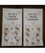 Drink Markers 2 Sets of 6 with Beads and Champagne Glass Charms - £7.09 GBP