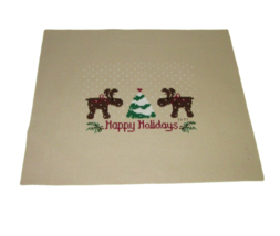 Completed Needlepoint Canvas Vintage Happy Holidays Reindeer 1997 13.5 x 11.75 - £7.95 GBP