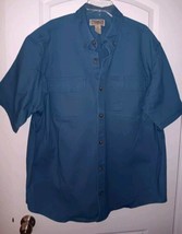 Duluth Trading Co Men&#39;s XL Short Sleeve Shirt Blue Heavy Canvas Pockets - £21.81 GBP