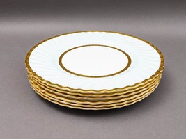 Minton England H5200 Gold Encrusted Light Blue Embassy Dinner Plate Set Of 6 - £719.41 GBP