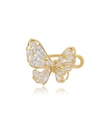 Butterfly Ear Cuff 14k Gold Plated CZ Stone Luxury Jewelry - £11.02 GBP
