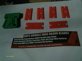 6 Pcs 1.5&quot; Plastic Edge Blade ONE Compact GREEN Mini Razor Blade Decal S... - £4.70 GBP