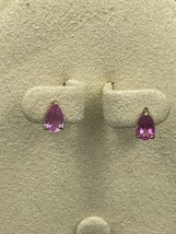 14K Solid Yellow Gold Genuine 1.00ctw Pink Sapphire Stud Earrings - £137.03 GBP