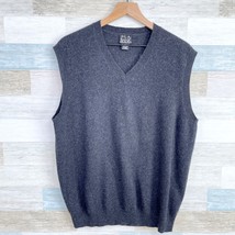 Jos A Bank 100% Cashmere Sweater Vest Charcoal Gray V Neck Sleeveless Me... - £30.95 GBP