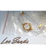 Vintage LEE SANDS Women&#39;s Watch/Bracelet Quartz MOP Crystal Stretch New ... - $54.94 CAD