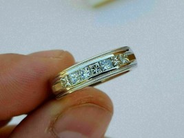 1Ct Princess Cut Diamond Men&#39;s Engagement Wedding Band Ring14k White Gold Plated - £139.26 GBP
