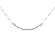 Solid 10K Rose Gold 0.25Ct Round Cut Natural Diamond Bar Necklace - £343.71 GBP