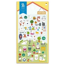 Cute Fluffy House Stickers Cartoon Sheep Fun Paper Sticker Sheet Craft Scrapbook - £3.11 GBP
