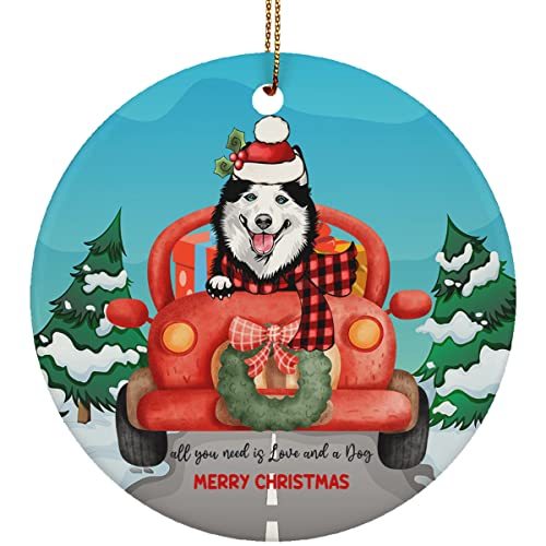 hdhshop24 Love and Husky Dog Merry Christmas Ornament Gift Pine Tree Decor Hangi