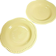2 Pottery Barn Emma Light Yellow Soup Bowl Set Dotted Edge Ceramic Used - £10.38 GBP